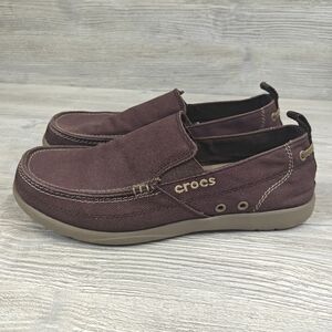 Crocs Walu Men's Brown Casual Slip On Shoes Loafers Size 11 Canvas